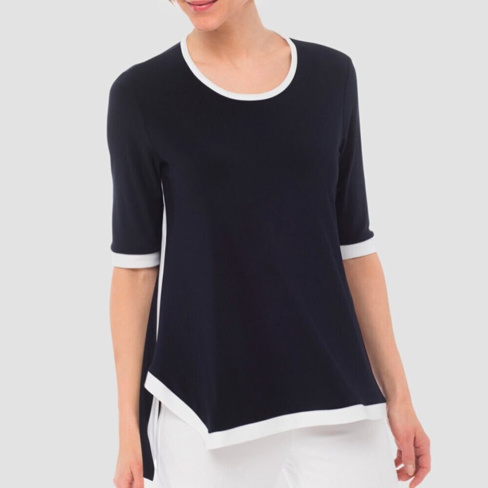 Joseph Ribkoff Asymmetrical Black & White Top Sz 2 Style #183205